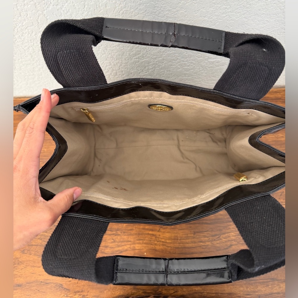 Tory Burch Tote Hand Bag Carry All Logo Structured Patent PVC Enamel Shiny - Picture 5 of 10